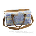 small cotton string handle tripper bag 12 os canvas printing women duffel bag,travel bag